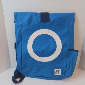 Blue Backpack with White Circle Design